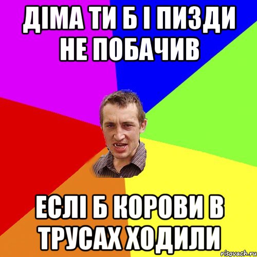 Діма ти б і пизди не побачив еслі б корови в трусах ходили, Мем Чоткий паца