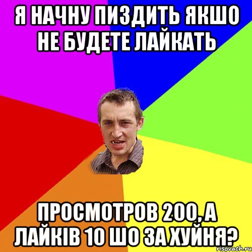 Я НАЧНУ ПИЗДИТЬ ЯКШО НЕ БУДЕТЕ ЛАЙКАТЬ ПРОСМОТРОВ 200, А ЛАЙКІВ 10 ШО ЗА ХУЙНЯ?, Мем Чоткий паца