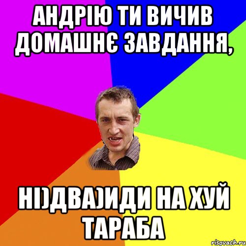 Андрію ти вичив домашнє завдання, ні)два)иди на хуй тараба, Мем Чоткий паца