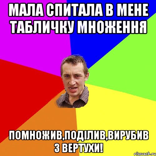 Мала спитала в мене табличку множення Помножив,поділив,вирубив з вертухи!, Мем Чоткий паца