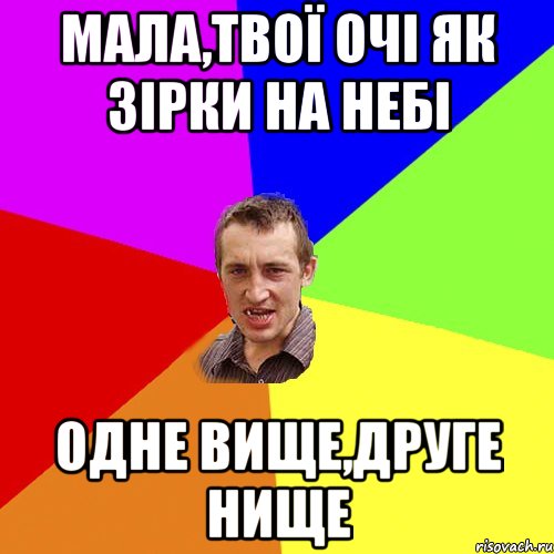 МАЛА,ТВОЇ ОЧІ ЯК ЗІРКИ НА НЕБІ ОДНЕ ВИЩЕ,ДРУГЕ НИЩЕ, Мем Чоткий паца