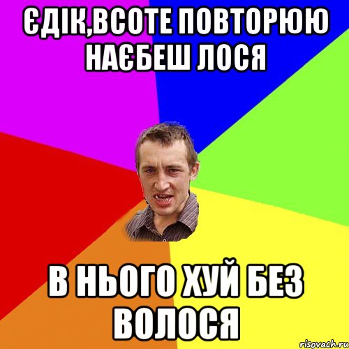 Єдік,всоте повторюю Наєбеш лося В нього хуй без волося, Мем Чоткий паца