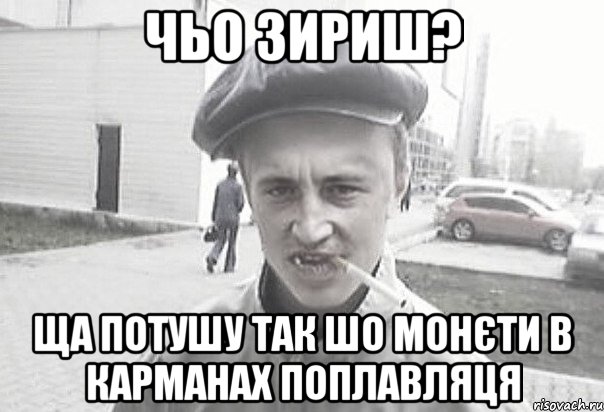 ЧЬО ЗИРИШ? ЩА ПОТУШУ ТАК ШО МОНЄТИ В КАРМАНАХ ПОПЛАВЛЯЦЯ, Мем Пацанська философия