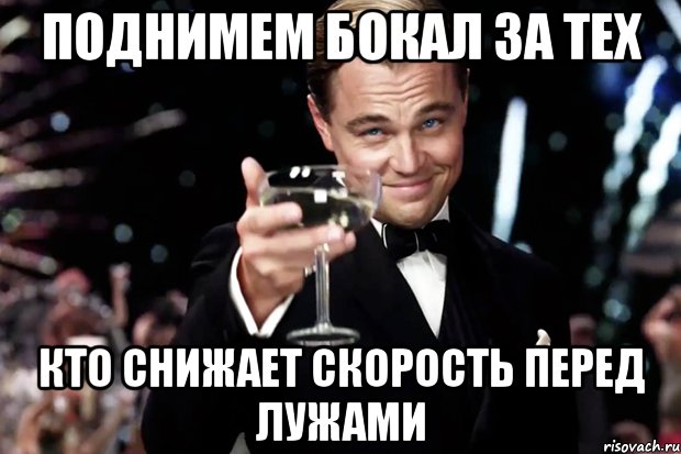 поднимем бокал за тех кто снижает скорость перед лужами, Мем Великий Гэтсби (бокал за тех)