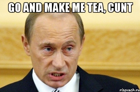 go and make me tea, cunt , Мем путин