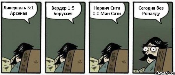 Ливерпуль 5:1 Арсенал Вердер 1:5 Боруссия Норвич Сити 0:0 Ман Сити Сегодня без Роналду, Комикс Staredad