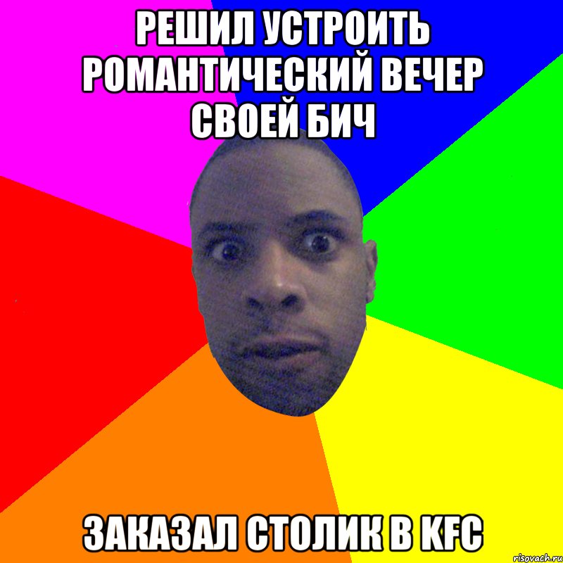 решил устроить романтический вечер своей бич заказал столик в kfc, Мем  Типичный Негр