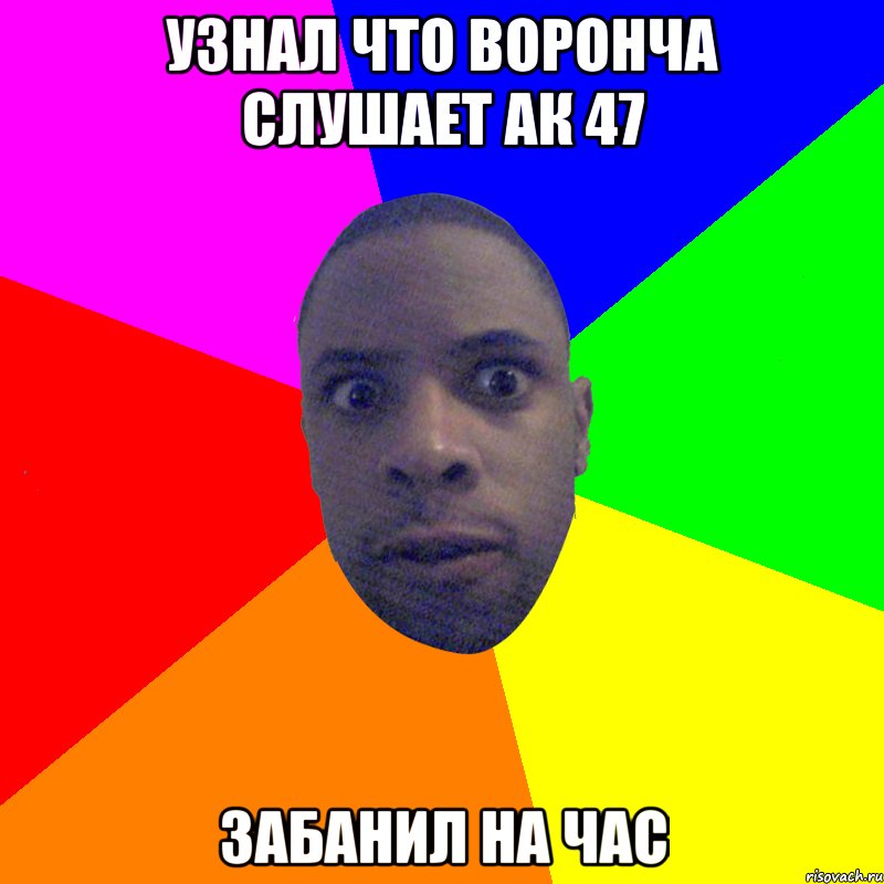 узнал что Воронча слушает ак 47 забанил на час, Мем  Типичный Негр