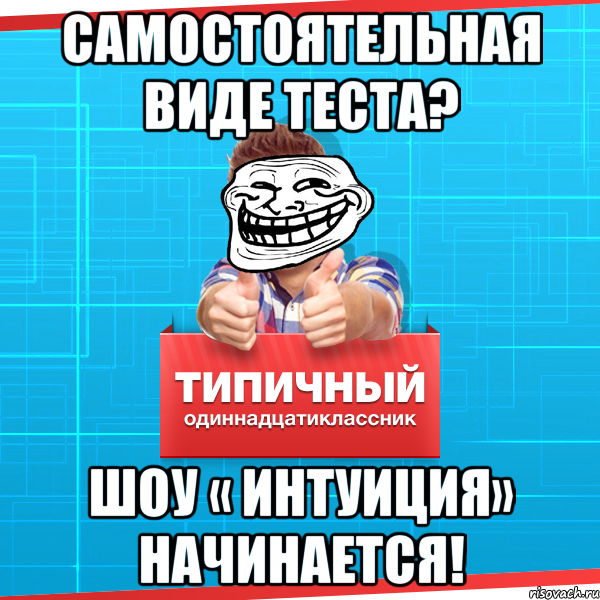 Самостоятельная виде теста? Шоу « интуиция» начинается!, Мем Типичный одиннадцатиклассник