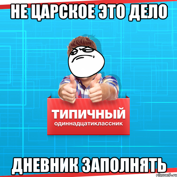 не царское это дело дневник заполнять, Мем Типичный одиннадцатиклассник