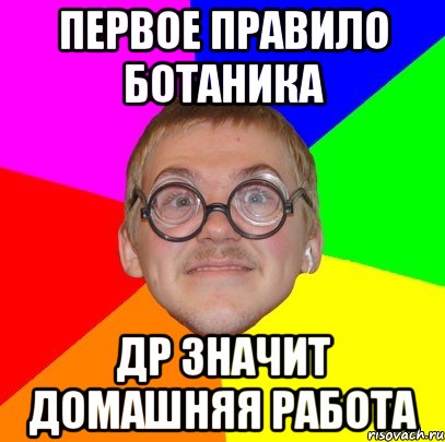 первое правило ботаника др значит домашняя работа, Мем Типичный ботан