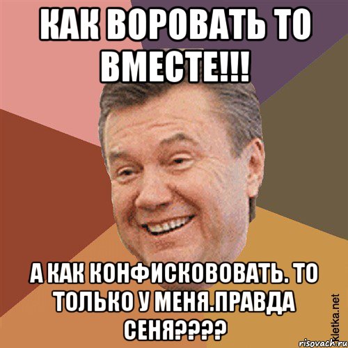 как воровать то вместе!!! а как конфискововать. то только у меня.правда Сеня????, Мем Типовий Яник