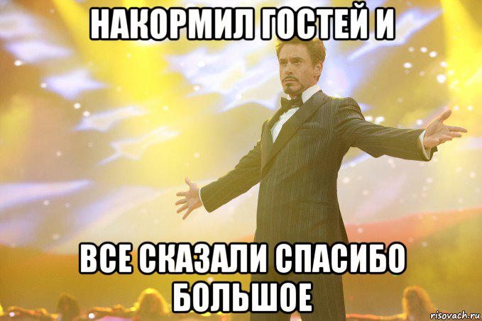 Накормил гостей и все сказали спасибо большое, Мем Тони Старк (Роберт Дауни младший)