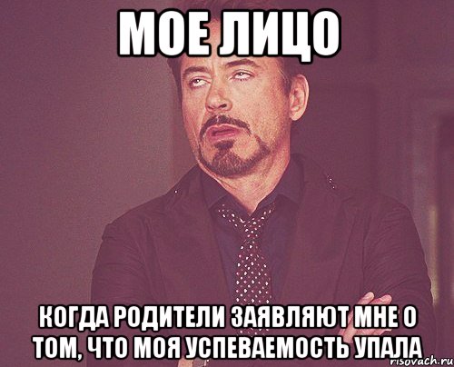 МОЕ ЛИЦО КОГДА РОДИТЕЛИ ЗАЯВЛЯЮТ МНЕ О ТОМ, ЧТо МОЯ УСПЕВАЕМОСТЬ УПАЛА, Мем твое выражение лица