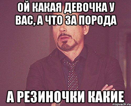 ой какая девочка у вас, а что за порода а резиночки какие, Мем твое выражение лица