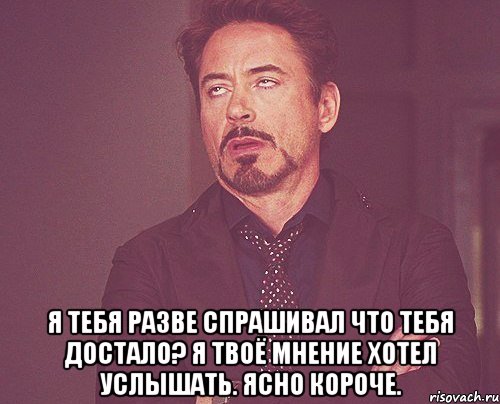  Я тебя разве спрашивал что тебя достало? Я твоё мнение хотел услышать. Ясно короче., Мем твое выражение лица