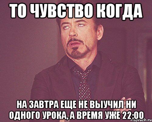 То чувство когда На завтра еще не выучил ни одного урока, а время уже 22:00, Мем твое выражение лица