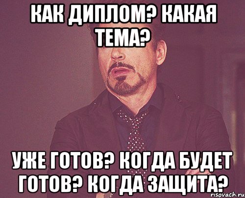 Как диплом? Какая тема? Уже готов? Когда будет готов? Когда защита?, Мем твое выражение лица