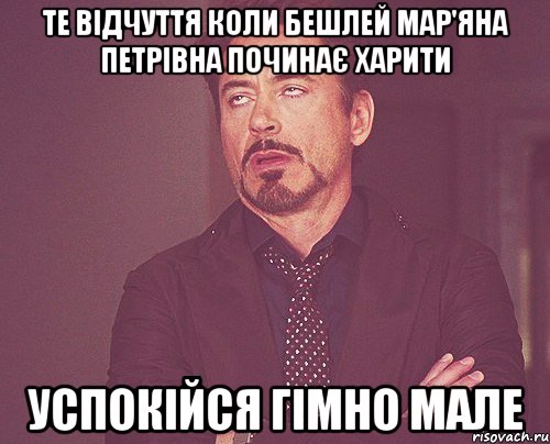 ТЕ ВІДЧУТТЯ КОЛИ БЕШЛЕЙ МАР'ЯНА ПЕТРІВНА ПОЧИНАЄ ХАРИТИ УСПОКІЙСЯ ГІМНО МАЛЕ, Мем твое выражение лица