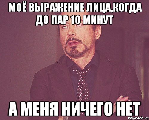 моё выражение лица,когда до пар 10 минут А меня ничего нет, Мем твое выражение лица