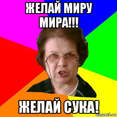 ЖЕЛАЙ МИРУ МИРА!!! ЖЕЛАЙ СУКА!, Мем Типичная училка