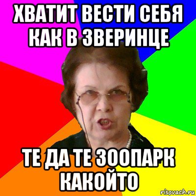 Хватит вести себя как в зверинце Те да Те зоопарк какойто, Мем Типичная училка