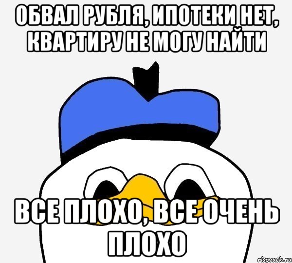 Обвал рубля, ипотеки нет, квартиру не могу найти Все плохо, все очень плохо, Мем Утка