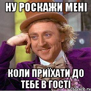 Ну роскажи мені коли приїхати до тебе в гості, Мем Ну давай расскажи (Вилли Вонка)