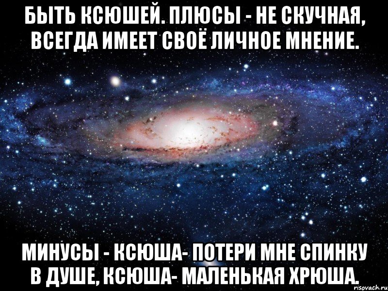 Быть Ксюшей. Плюсы - не скучная, всегда имеет своё личное мнение. Минусы - Ксюша- потери мне спинку в душе, Ксюша- маленькая хрюша., Мем Вселенная