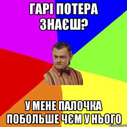 Гарі потера знаєш? у мене палочка побольше чєм у нього, Мем Вталька