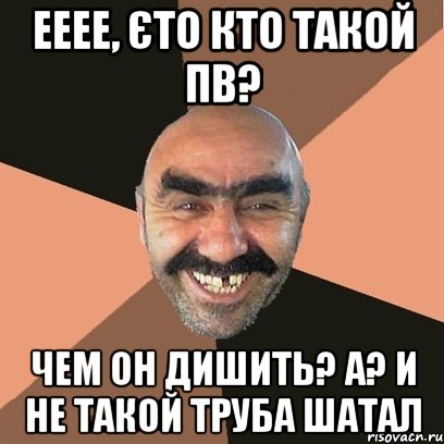 ЕЕЕЕ, Єто кто такой ПВ? Чем он дишить? А? И не такой труба шатал, Мем Я твой дом труба шатал