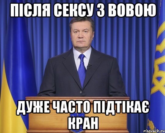 Після сексу з Вовою Дуже часто підтікає кран, Мем Янукович2014