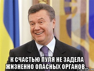  к счастью пуля не задела жизненно опасных органов..., Мем Янукович