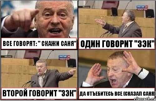 ВСЕ ГОВОРЯТ: " СКАЖИ САНЯ" ОДИН ГОВОРИТ "ЗЭК" ВТОРОЙ ГОВОРИТ "ЗЭК" ДА ОТЪЕБИТЕСЬ ВСЕ (СКАЗАЛ САНЯ), Комикс жиреновский