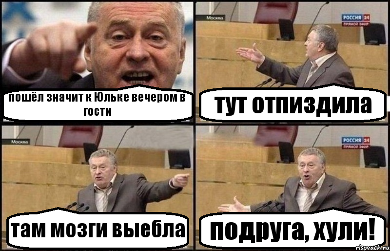 пошёл значит к Юльке вечером в гости тут отпиздила там мозги выебла подруга, хули!, Комикс Жириновский