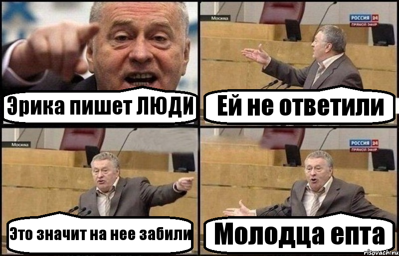 Эрика пишет ЛЮДИ Ей не ответили Это значит на нее забили Молодца епта, Комикс Жириновский