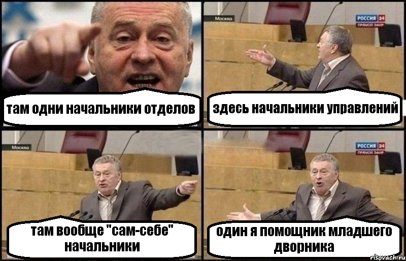 там одни начальники отделов здесь начальники управлений там вообще "сам-себе" начальники один я помощник младшего дворника, Комикс Жириновский