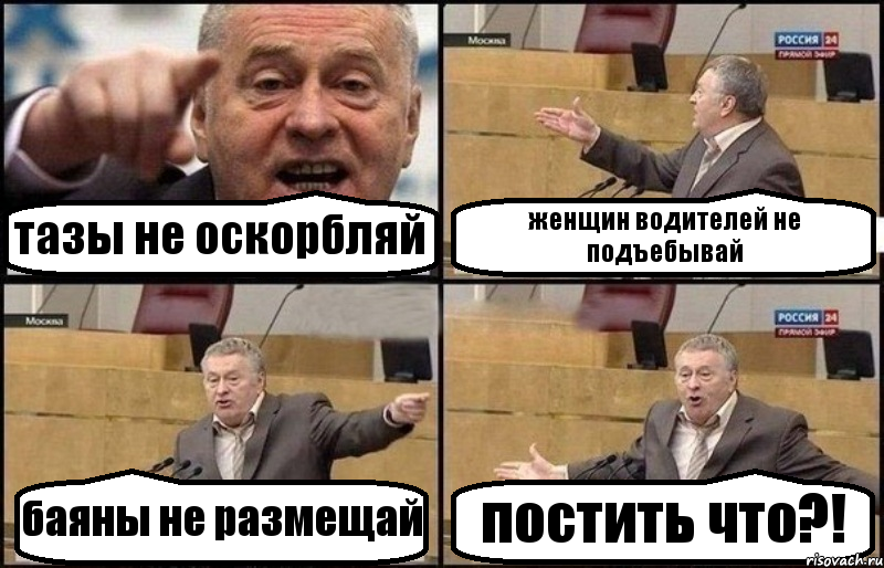 тазы не оскорбляй женщин водителей не подъебывай баяны не размещай постить что?!, Комикс Жириновский