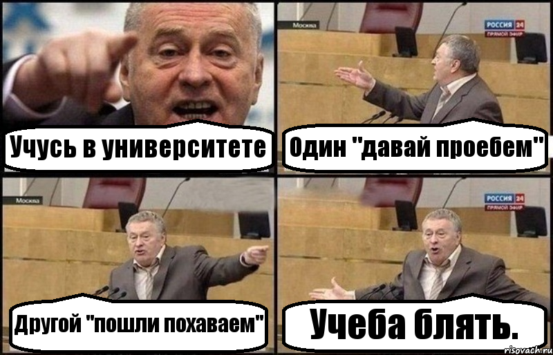 Учусь в университете Один "давай проебем" Другой "пошли похаваем" Учеба блять., Комикс Жириновский