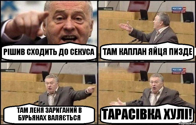 РІШИВ СХОДИТЬ ДО СЕКУСА ТАМ КАПЛАН ЯЙЦЯ ПИЗДЕ ТАМ ЛЕНЯ ЗАРИГАНИЙ В БУРЬЯНАХ ВАЛЯЄТЬСЯ ТАРАСІВКА ХУЛІ!, Комикс Жириновский