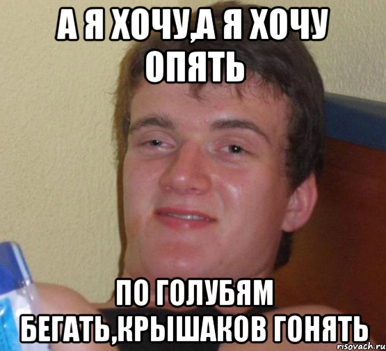 А я хочу,а я хочу опять По голубям бегать,крышаков гонять, Мем 10 guy (Stoner Stanley really high guy укуренный парень)