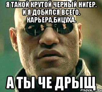 Я такой крутой черный нигер. И я добился всего. Карьера,бицуха. А ТЫ ЧЕ ДРЫЩ, Мем  а что если я скажу тебе