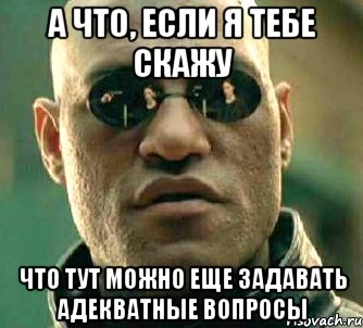 а что, если я тебе скажу что тут можно еще задавать адекватные вопросы, Мем  а что если я скажу тебе