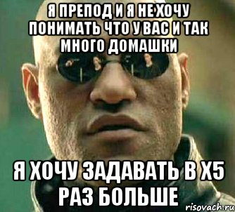 Я препод и я не хочу понимать что у вас и так много домашки Я хочу задавать в x5 раз больше, Мем  а что если я скажу тебе