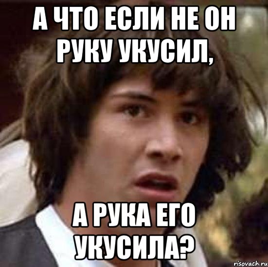 А ЧТО ЕСЛИ НЕ ОН РУКУ УКУСИЛ, А РУКА ЕГО УКУСИЛА?, Мем А что если (Киану Ривз)