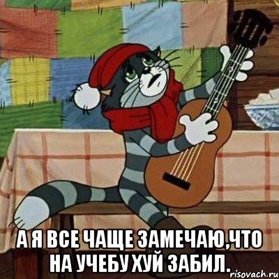  А я все чаще замечаю,что на учебу хуй забил., Мем Кот Матроскин с гитарой