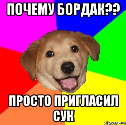 Почему бордак?? Просто пригласил сук, Мем Advice Dog