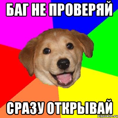 Баг не проверяй сразу открывай, Мем Advice Dog