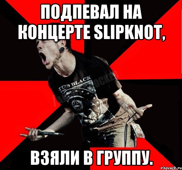 Подпевал на концерте SlipKnot, Взяли в группу.