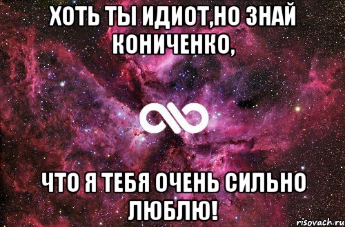 хоть ты идиот,но знай Кониченко, что я тебя очень сильно люблю!, Мем офигенно